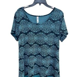 LuLaRoe Turquoise Blue and Black Short Sleeve Tee